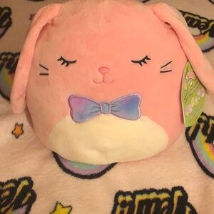 Squishmallow Plush Pink Bunny Plush with Bow Accent